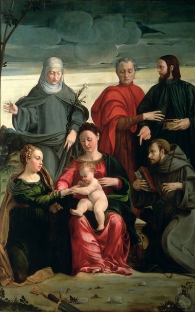 The Mystic Marriage of St. Catherine with St. Francis, St. Clare, St. Cosmas and St. Damian by Gaspare Pagani